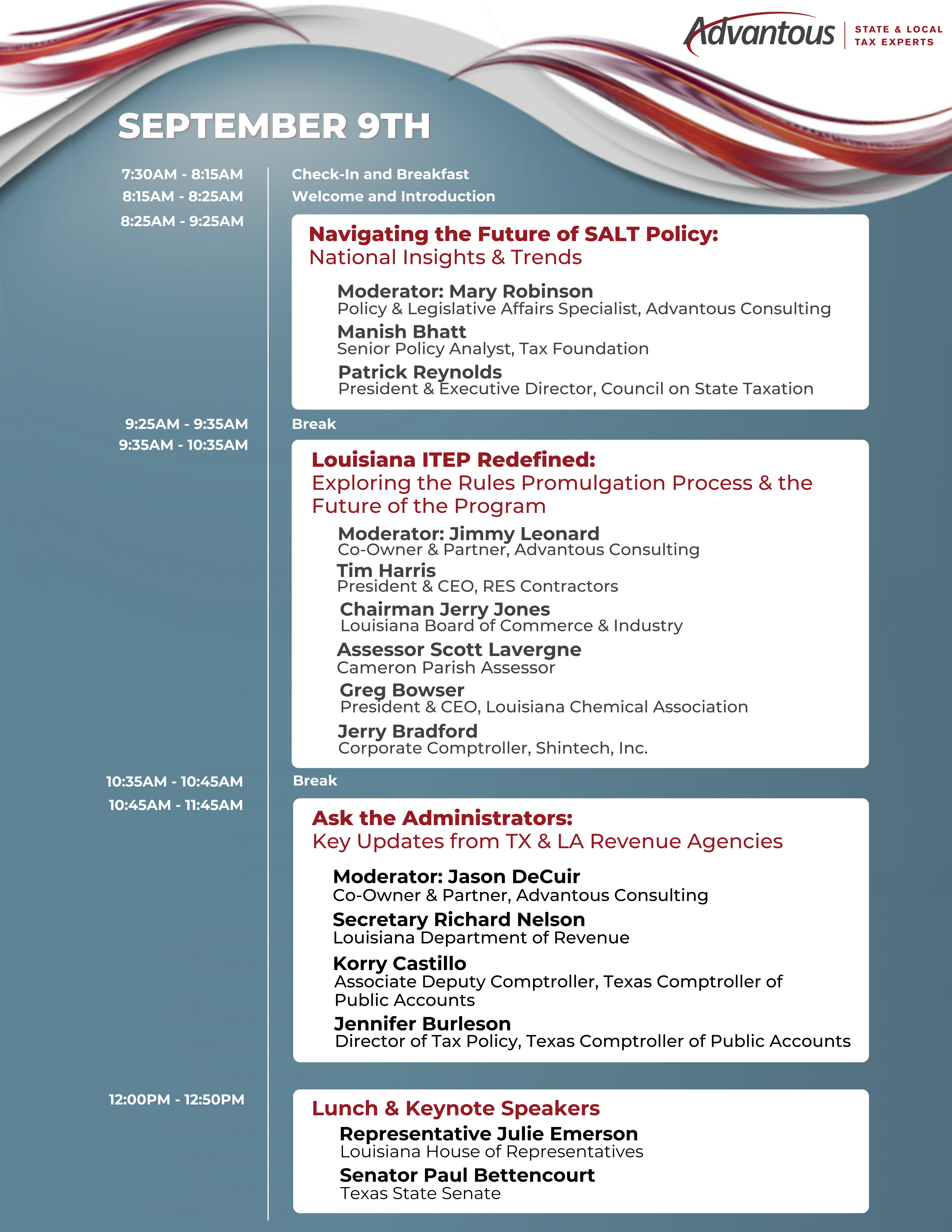 SALT Summit list of session topics.